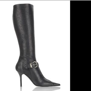 Dior leather high heel boots with buckle
